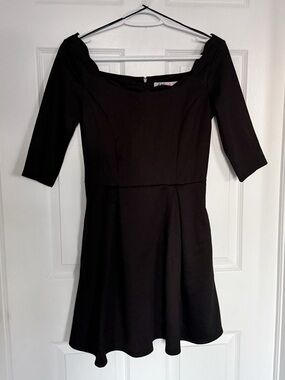 JustFab Black 3/4 Sleeve Fit & Flare Dress